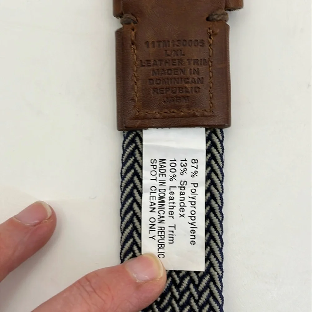 Tommy Bahama Stretch Braided Blue/Gray & Brown Leather Belt Men’s L/XL (38